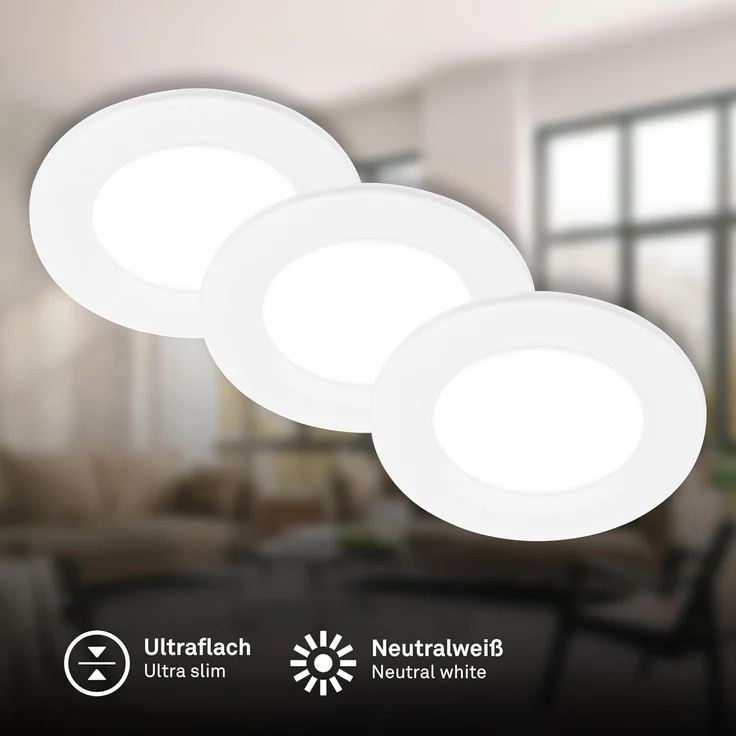 Briloner LED Einbauleuchte Jeft 3er Set 3x 3W, 330lm Kunststoff weiß – Bild 2