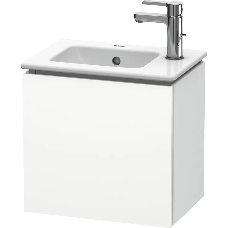 Duravit L-Cube Waschtischunterbau wandhängend, 1 Tür, Anschlag links, 420mm, für Me by Starck 072343, Farbe: Weiß Matt Dekor - LC6272L1818