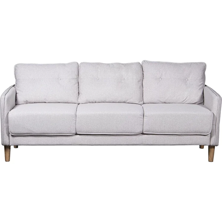 DRW 3-Sitzer-Sofa aus Polyester mit Beinen aus Holz, Gummi, Hellgrau, 189 x 75 x 86 cm – Bild 1
