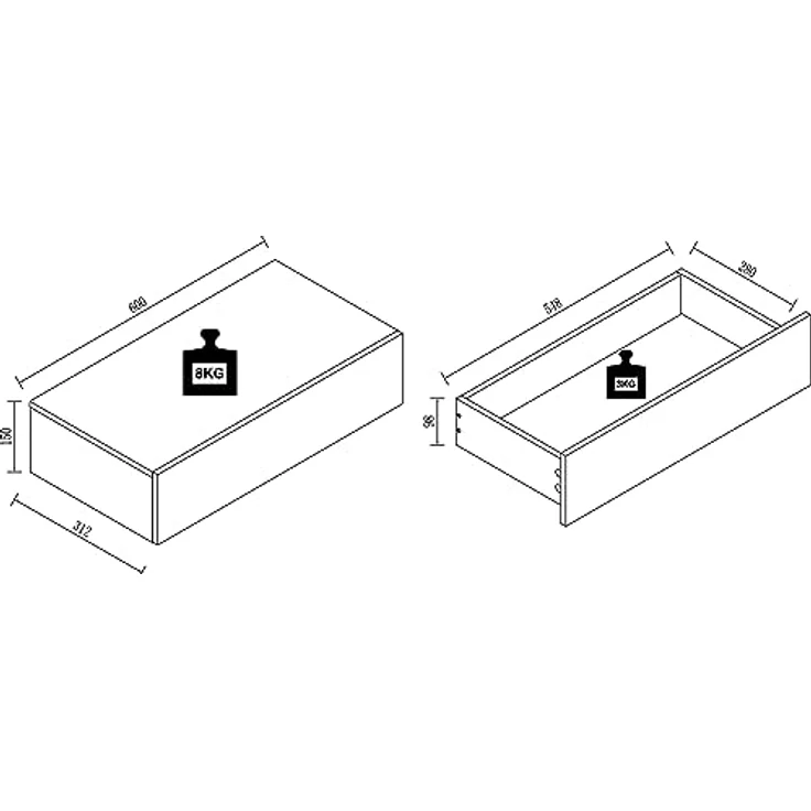 MID.YOU Mid.you Nachtschrank Grau, hängend aus Holzwerkstoff mit 1 Schublade, 60x15x30 cm – Bild 4