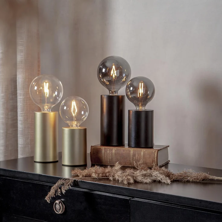 E14 Lampenfuß ,Tiny für kleinere Leuchtmittel, Metall, 14cm, schwarz matt – Bild 3