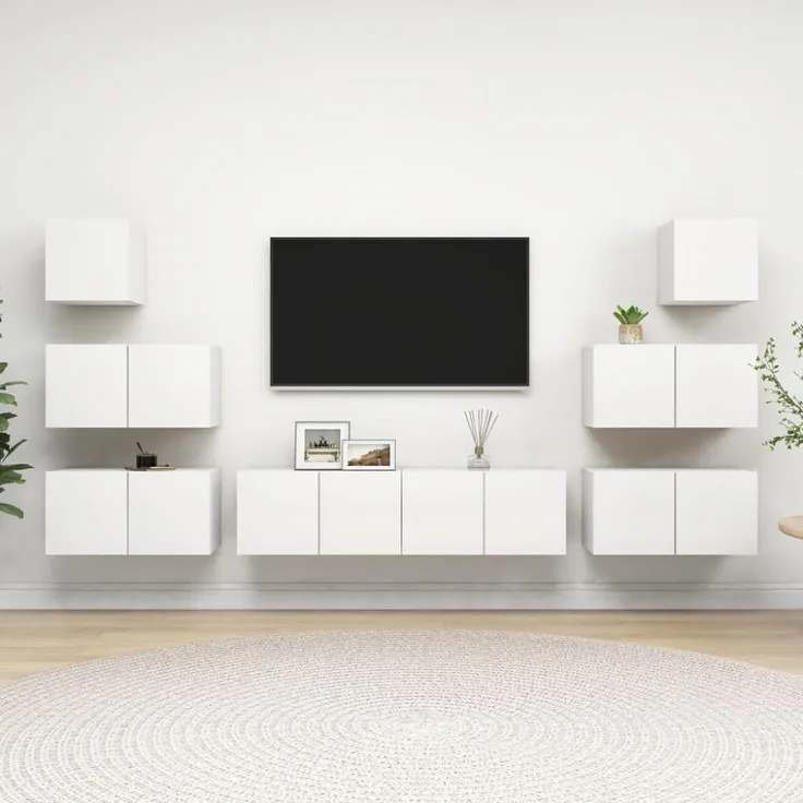 vidaXL 8-tlg. TV-Schrank-Set Weiß Spanplatte [3078714]