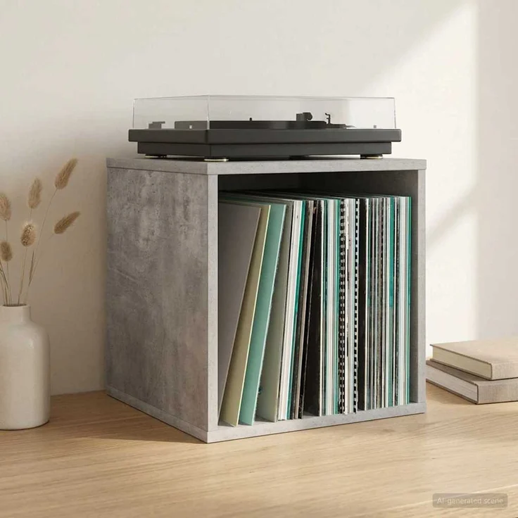 vidaXL Vinyl Album Box 2 stk. Betongrau 37 x 36,5 x 38 cm 8012849 – Bild 1