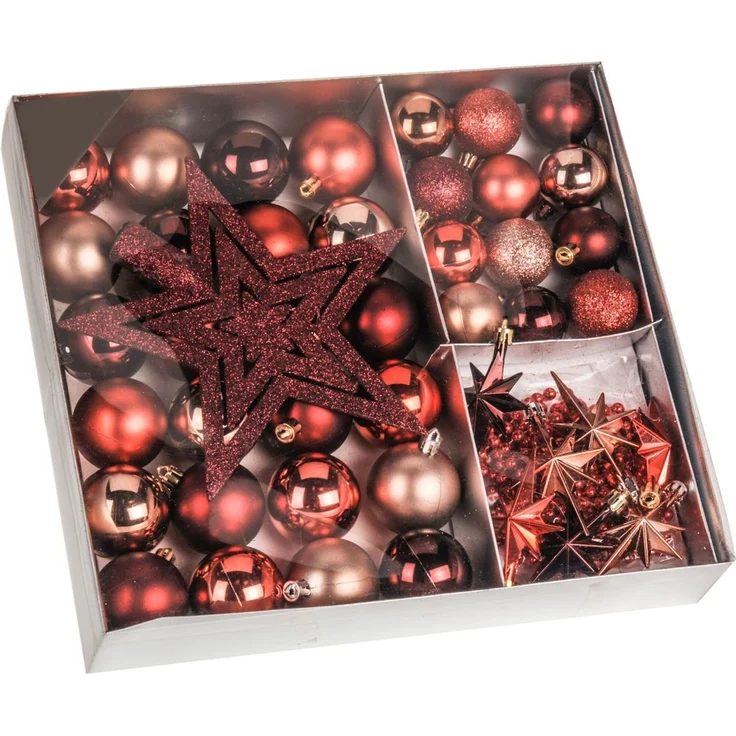 Spetebo Christbaumschmuck Christbaumschmuck 45 Teile Set - rot (45-tlg), Shatterproof Deko Weihnachtskugeln bruchsicher - Christbaumschmuck – Bild 2