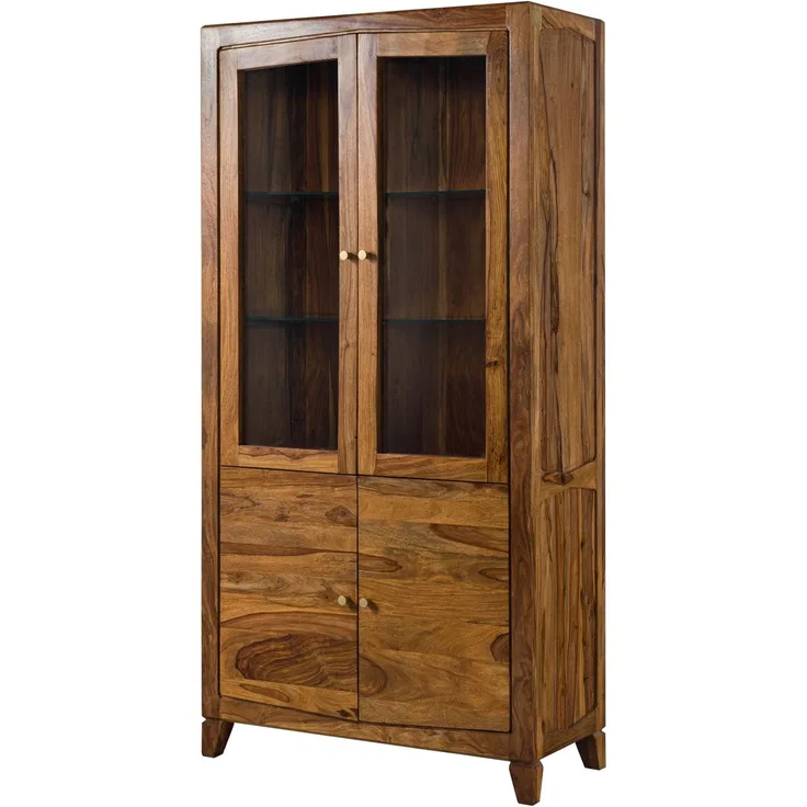 Vitrine Sheesham 100x45x200 braun lackiert ANCONA #135