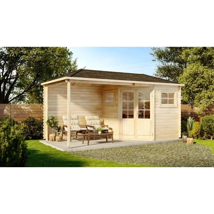 Alpholz Holz 5-Eck Gartenhaus Franz-28 | Natur | 275x525x257 cm
