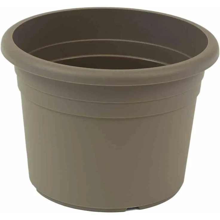 Topf CILINDRO 18 cm taupe runder Pflanzkübel aus Polypropylen mit Bodenlöchern wetterfest robust pflegeleicht für Innen- und Außenbereich