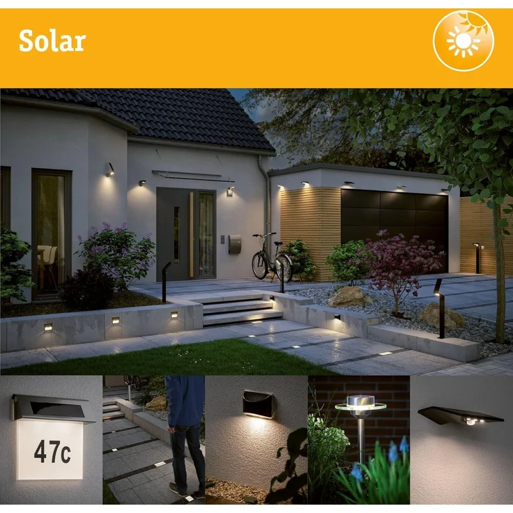 Paulmann 95393 Solar LED Außenwandleuchte Solveig schwarz IP44 3000K – Bild 11