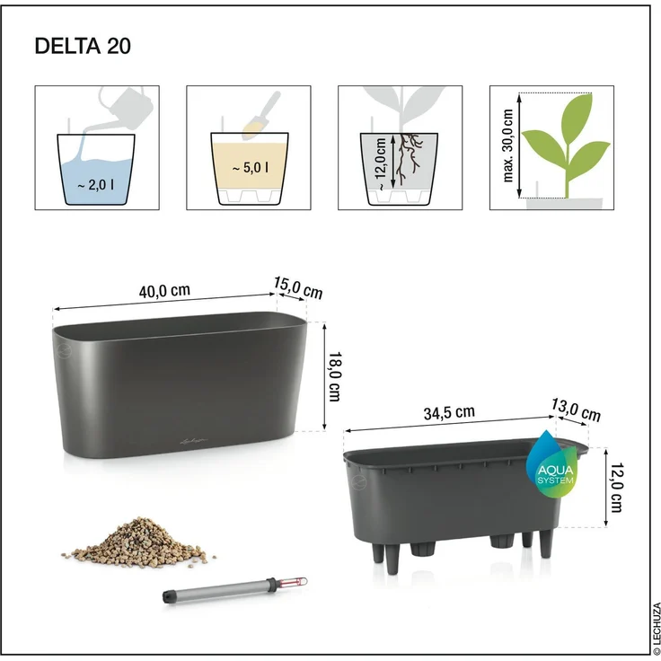 LECHUZA DELTA 20 anthrazit metallic 15563 – Bild 15