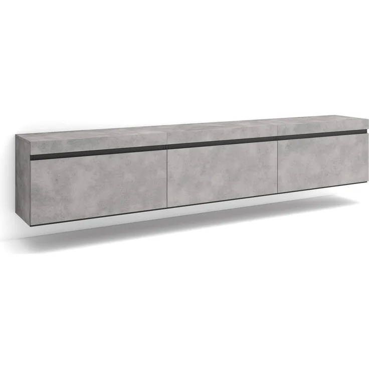 Skraut Home | TV-Schrank, Lowboard | für Wohnzimmer und Esszimmer | 240 x 45 x 35 cm | Hängend | Moderner Stil | Zement