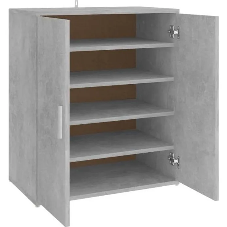 vidaXL Schuhschrank Betongrau 60x35x70 cm Holzwerkstoff 808922