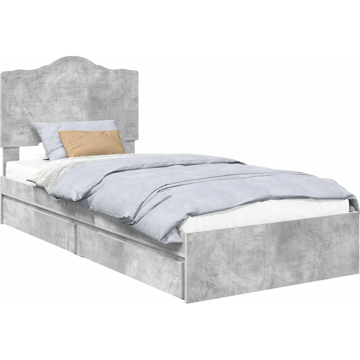 vidaXL Aufbewahrungsbett Beton Grau 100 x 200 cm Holzwerkstoff 3413537 – Bild 2
