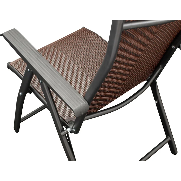 DEGAMO ANTIBES Garten-Klappsessel Hochlehner, Metall + Polyrattan, schwarz/braun, 57cm 2-er Set – Bild 3