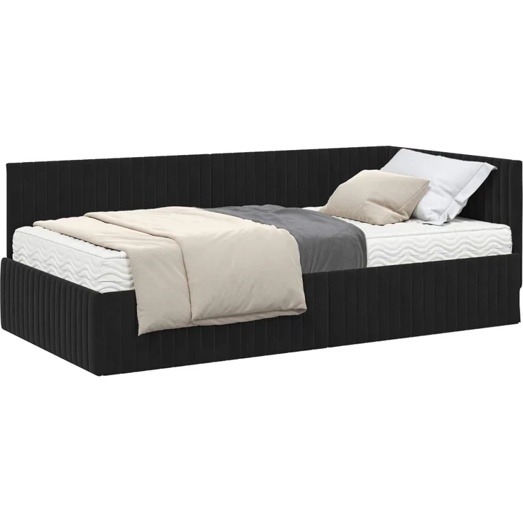 vidaXL Eckbettgestell mit Matratze mit Kopfteil 2 pcs Schwarz Samt 3393823 – Bild 2