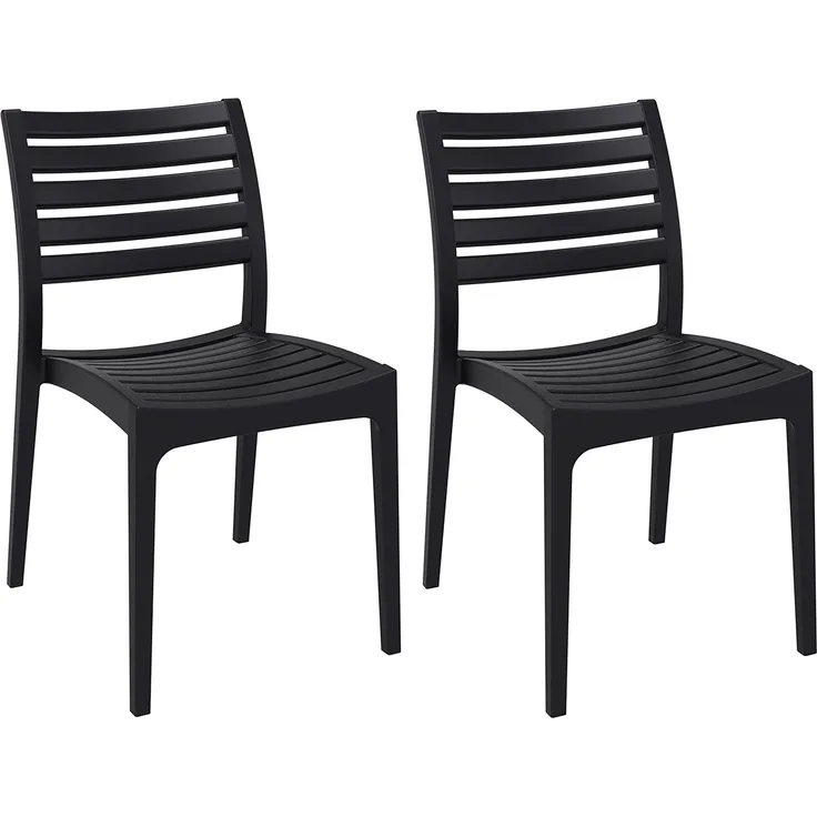 CLP 2er Set Gartenstühle Ares stapelbar und mit modernem Design,schwarz