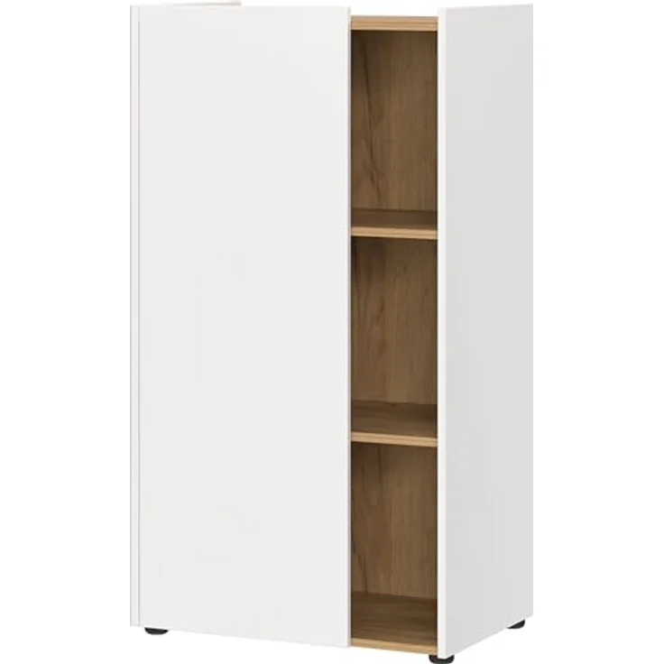 Germania Aktenschrank 6001-633 GW-HASSELT, in Weiß/Navarra-Eiche-Nb, griffloses Design, FSC-Zertifiziert, 62 x 115 x 42 cm (BxHxT) – Bild 2