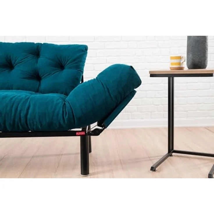 Dmora Schlafsofa 2-Sitzer Zeeusis 155x70 cm Blau mit Stauraum – Bild 4