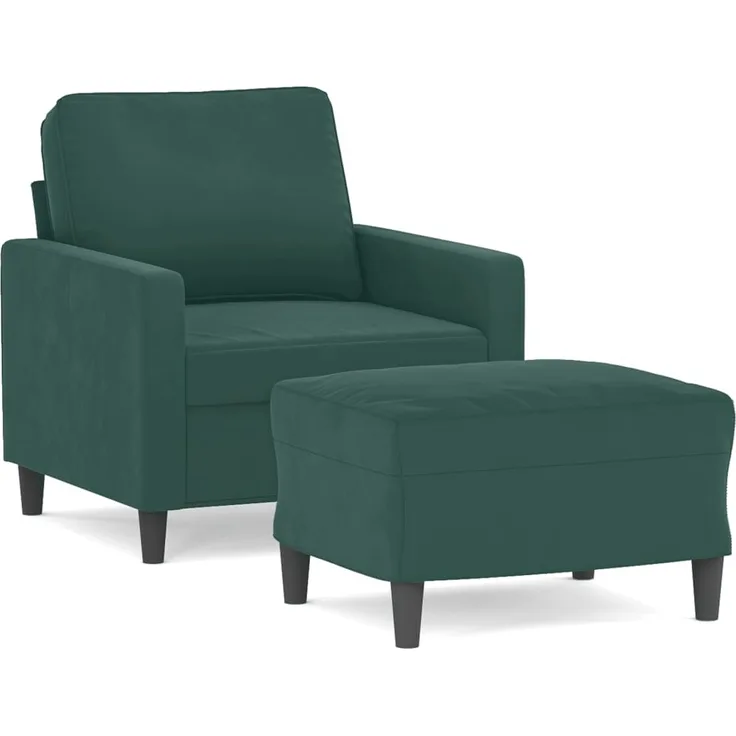 vidaXL Sessel mit Hocker Dunkelgrün 60 cm Samt 3201047