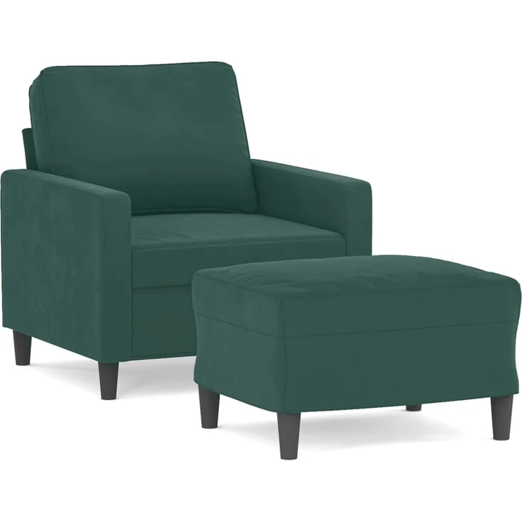vidaXL Sessel mit Hocker Dunkelgrün 60 cm Samt 3201047 – Bild 1
