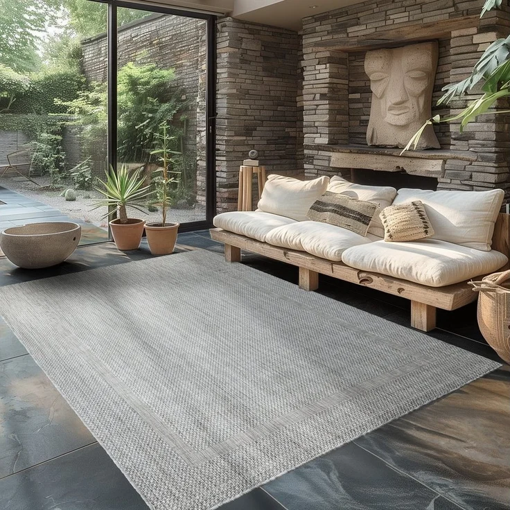 Carpettex Outdoorteppich Unicolor - Einfarbig, Läufer, Höhe: 5 mm, Teppich Wetterfest Balkon Küchenteppich Flachgewebe Sisaloptik – Bild 5