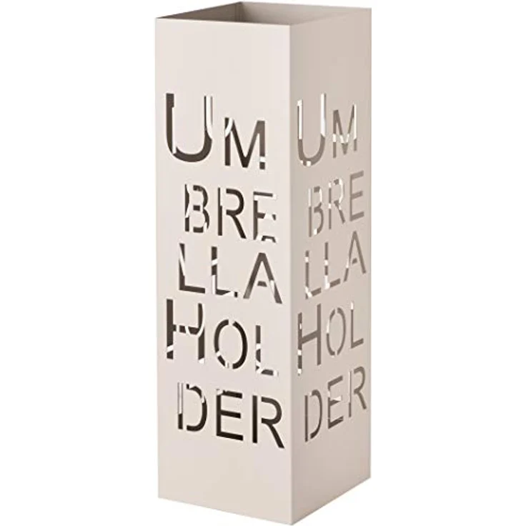 Baroni Home Schirmständer mit modernem Design aus Metall mit Umbrella Schnitzerei - taubengrauer Schirmständer mit Haken und abnehmbarem Auffangfach für Heim- und Bürodekoration 15,5 x 15 x 49 cm – Bild 2