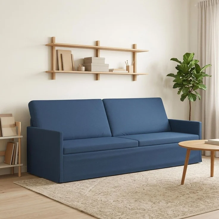 vidaXL 3-Sitzer Sofa Blau 220 x 81 x 82 cm Stoff 42041147 – Bild 1