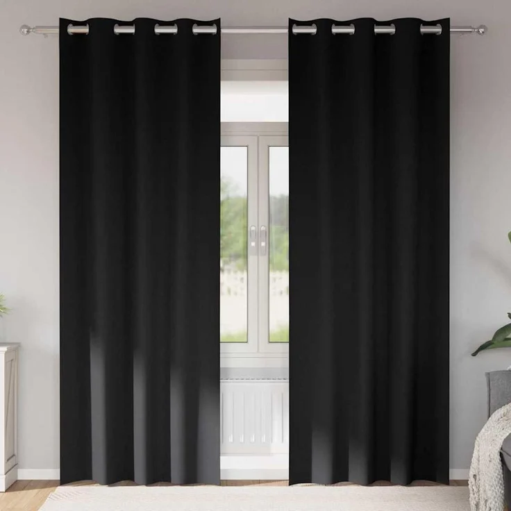 vidaXL Verdunkelungs-Vorhänge mit Ringen 2 stk. Schwarz 245 x 140 cm 4107321 – Bild 2