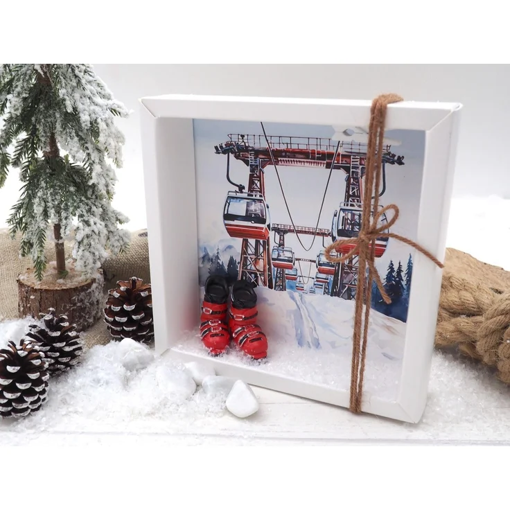 ZauberDeko Geschenkbox Geldgeschenk Verpackung Gutschein Skiurlaub Ski Rot Weihnachten – Bild 2