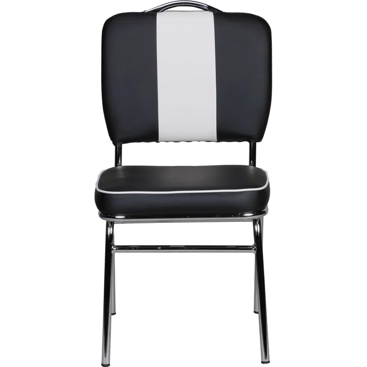 Esszimmerstuhl American Diner 50er Jahre Retro, Sitzfläche gepolstert mit Rücken-Lehne, Essstuhl Farbe Schwarz Weiß – Bild 4