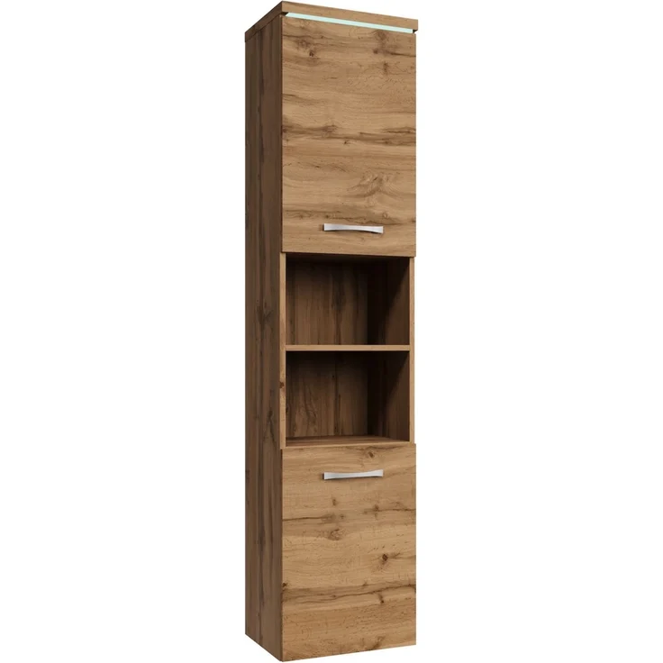 Badplaats Badezimmerschrank Paso 35 x 35 x 160 cm Eiche - Hoch Badschrank Mit 2 Türen – Bild 1