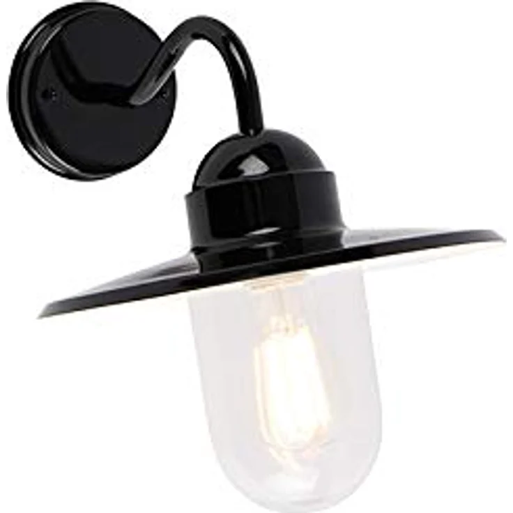 Qazqa Kansas I, Moderne Ländliche Außen Wandleuchte, schwarz, IP44, Aluminium, E27 fassung, dimmbar, für Außenbeleuchtung – Bild 1