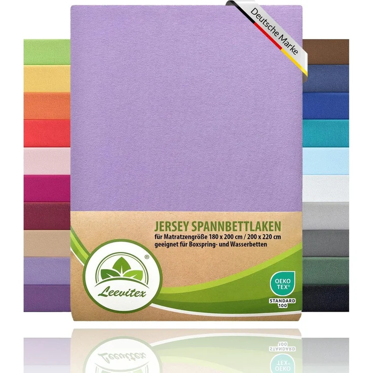 leevitex® Spannbettlaken für Boxspringbetten & Wasserbetten - Spannbetttuch 170 g/m², Gummizug: rundum, 100% Mako-Baumwolle, sehr robust, 180x200 – 200x220 cm + 40 cm Steg – Bild 5