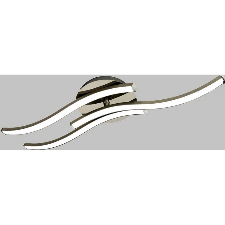 TRANGO LED Deckenleuchte, 3155 Design LED-Deckenleuchte Serie *WAVE* 3 Flammen mit 1 schwenkbar Leuchtenarm I modern & chic I in Wellenform I Deckenlampe I 3x5 Watt LED Modul, 3000K warm-weiß I Nickel matt & Chrom – Bild 2