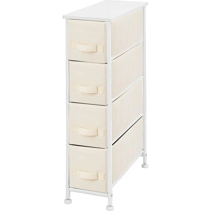 Stoffkommode Schrank Organizer 4 Fächer Aufbewahrungssystem mDesign creme/weiß – Bild 1