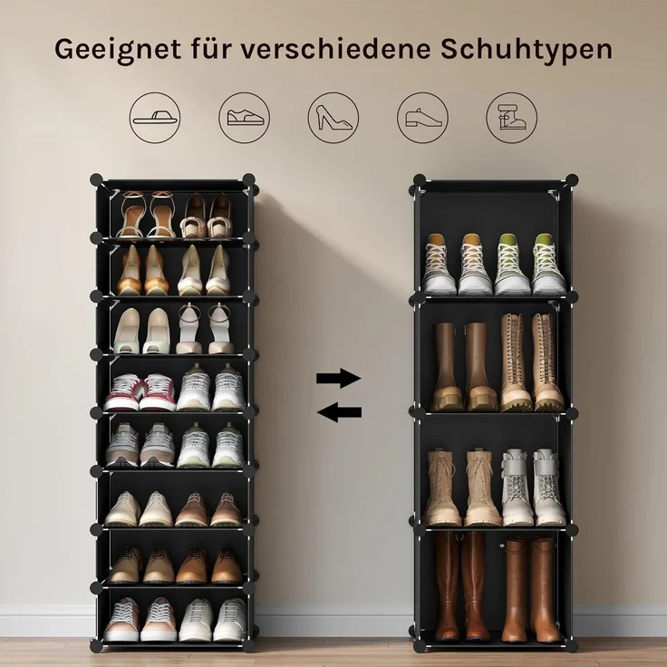 Woltu Schuhschrank (1-St) mit Tür, DIY Schuhschrank, 16 Fächer, Kunststoff – Bild 4