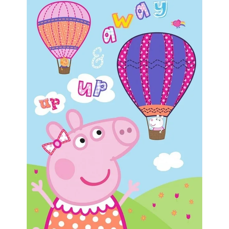 Kinderdecke Peppa Wutz Ballon Fleecedecke Warm Kuscheldecke Heißluftballon 140x100, Peppa Pig