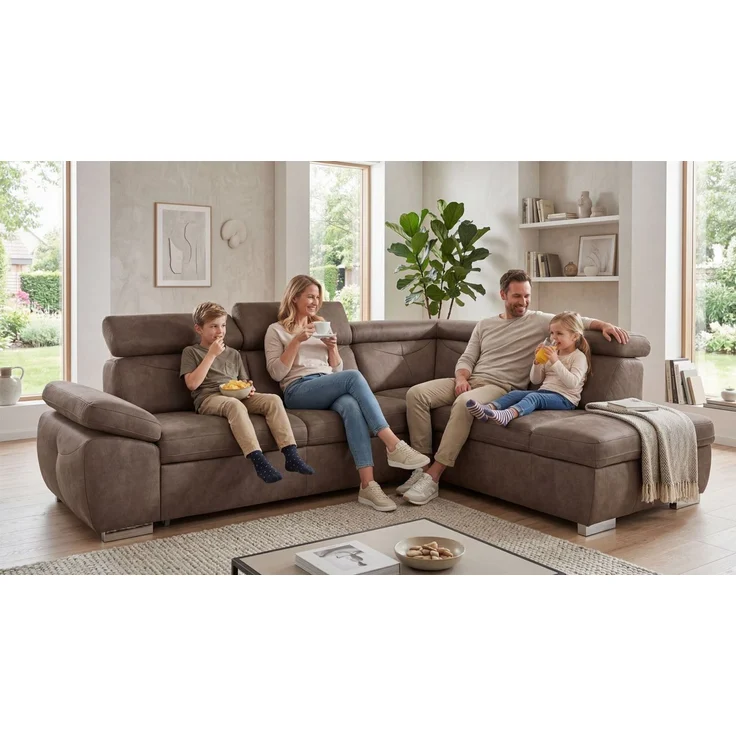exxpo - sofa fashion Ecksofa Spring, super bequem und komfortabel mit Armteil- und Kopfteilfunktion, mit Bettfunktion & Bettkasten, Luxus-Microfaser +Simply Clean! – Bild 3