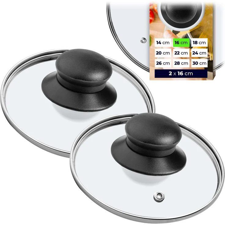 KADAX Glasdeckel 16cm hitzebeständig Universal 2 Stk – Bild 1