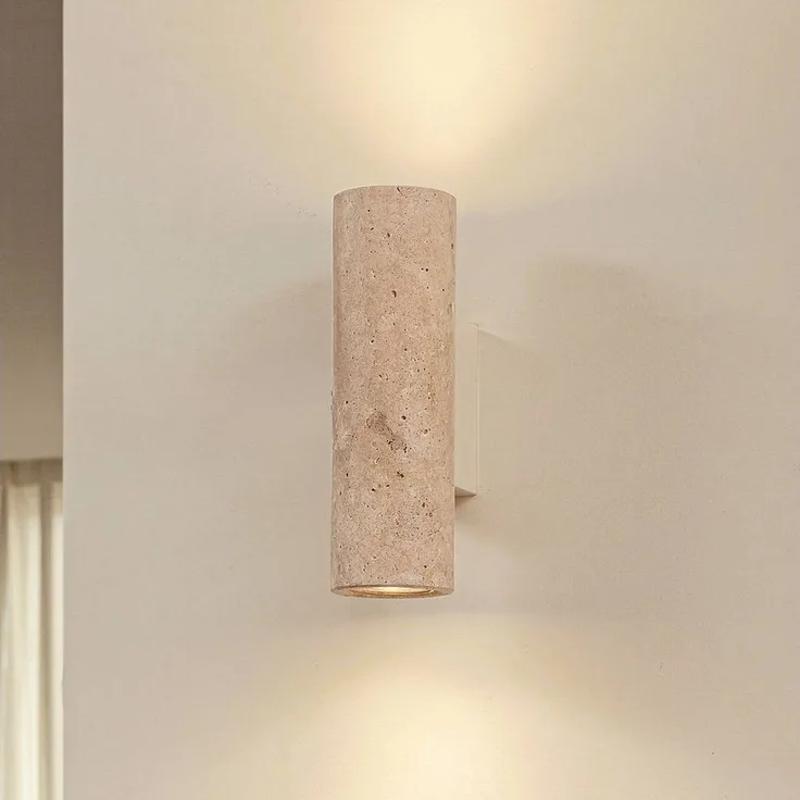 Lucande Wandleuchte Tavira, Stein Creme IP20, 2x10 W LED