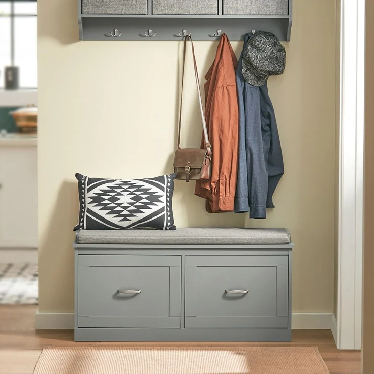 SoBuy FSR131-HG Schuhbank, MDF, Lackiert, Grau, 100 x 48 x 38 cm – Bild 2