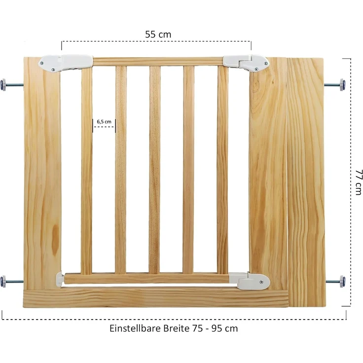 Absperrgitter Treppenschutzgitter Echtholz für 85-95cm Durchgang 77cm Hoch – Bild 3