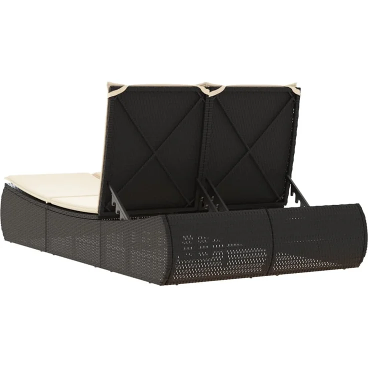 vidaXL Doppel-Sonnenliege mit Kissen Schwarz Poly Rattan 368090 – Bild 6