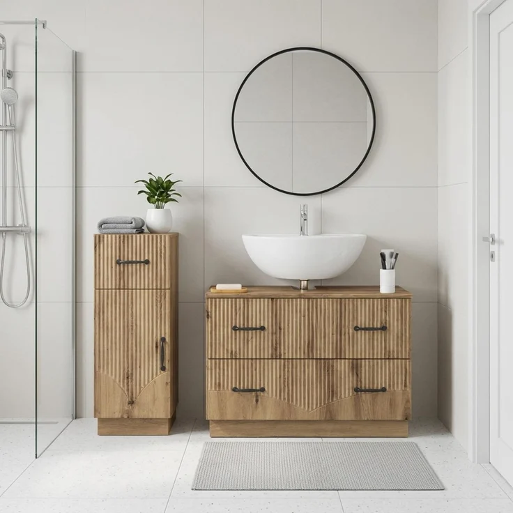 vidaXL 2-teiliges Badezimmer Schrank Set HOORN Artisan-Eiche 3417719 – Bild 1