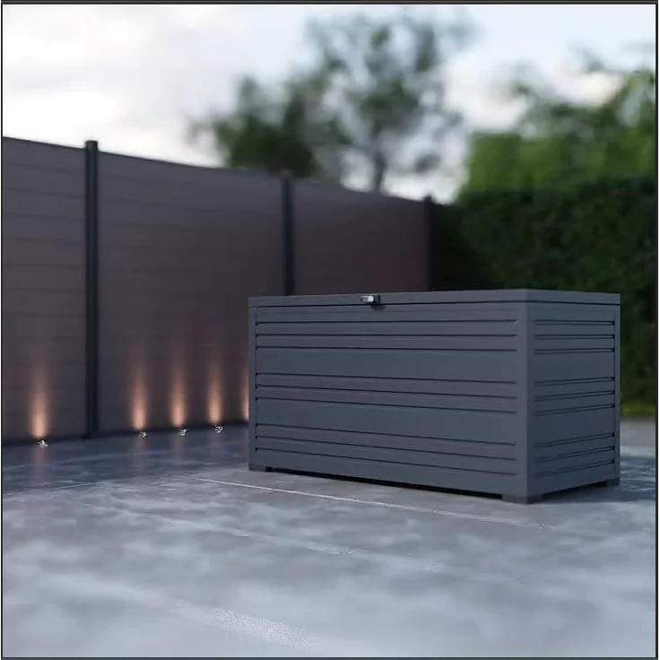 Weide Gartenbox | 100% Aluminium | Aufbewahrungsbox 1050 L | Outdoor Box mit Deckel | 160 x 86 x 79 cm – Bild 8