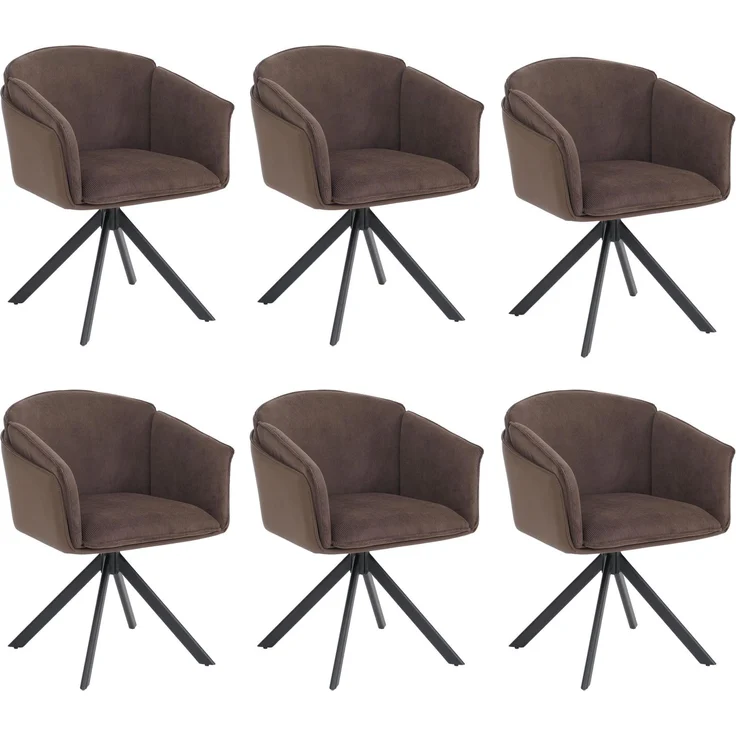 6er-Set Esszimmerstuhl HWC-R24, Küchenstuhl, drehbar Metall Kunstleder Stoff/Textil Cord ~ dunkelbraun – Bild 9
