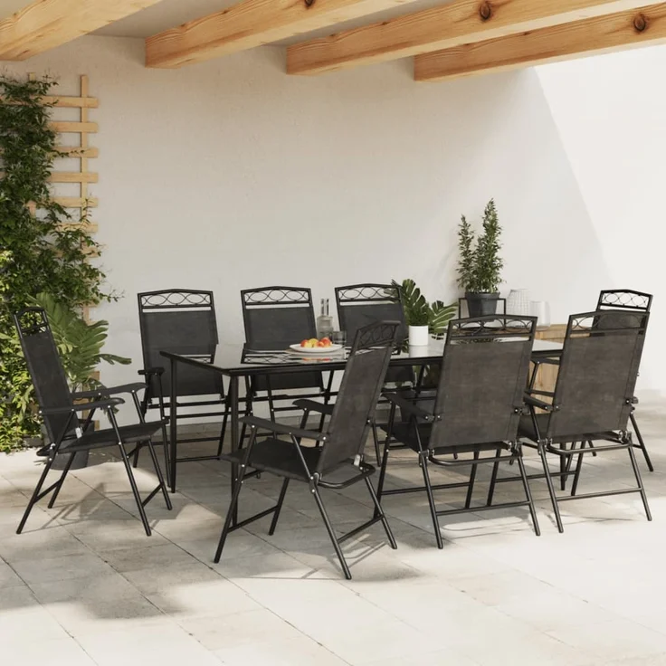 vidaXL Klappbare Gartenstühle 8 Stk. Graumeliert Stahl und Textilene 3157294 – Bild 3