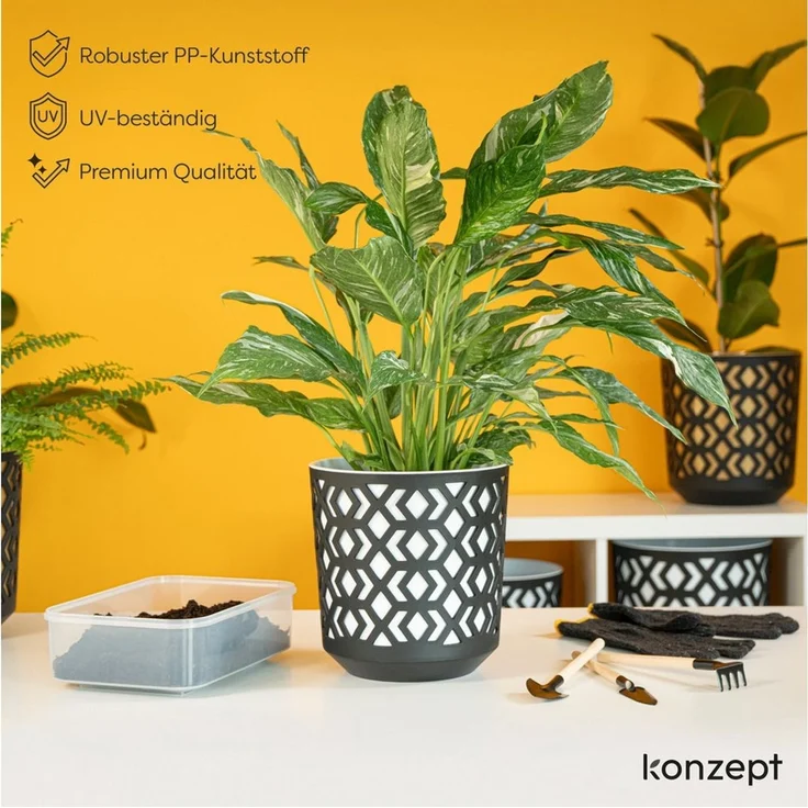 KONZEPT Blumentopf Übertopf Set für Zimmerpflanzen 19/25 cm (1 St), ideal für Wohnzimmer, Küche und Balkon – Bild 3