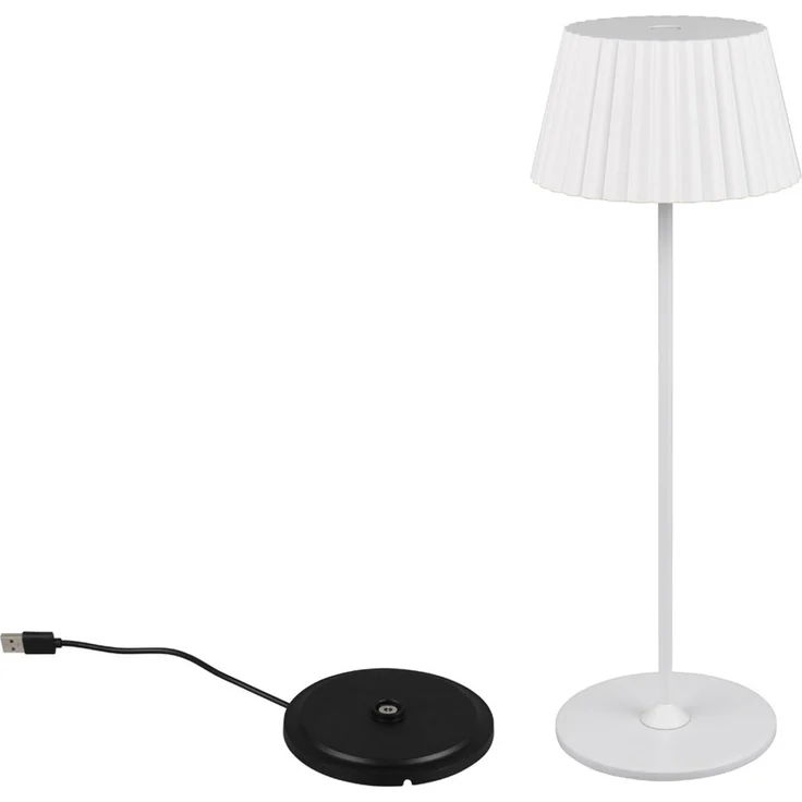 TRIO Reality Leuchten LED Außen Akku Tischleuchte Suarez R57706131, Metall Weiß matt, inkl. 1.5 Watt LED, 4-fach Touch, Lade – Bild 2