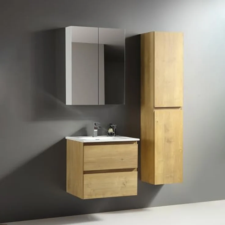 Alpenberger Badmöbel-Set - Badschrank Badezimmerschrank, (Waschbecken mit Überlauf, 2 Waschbeckenunterschrank Schubladen), Waschtisch mit Unterschrank 60 cm Breit – Bild 7