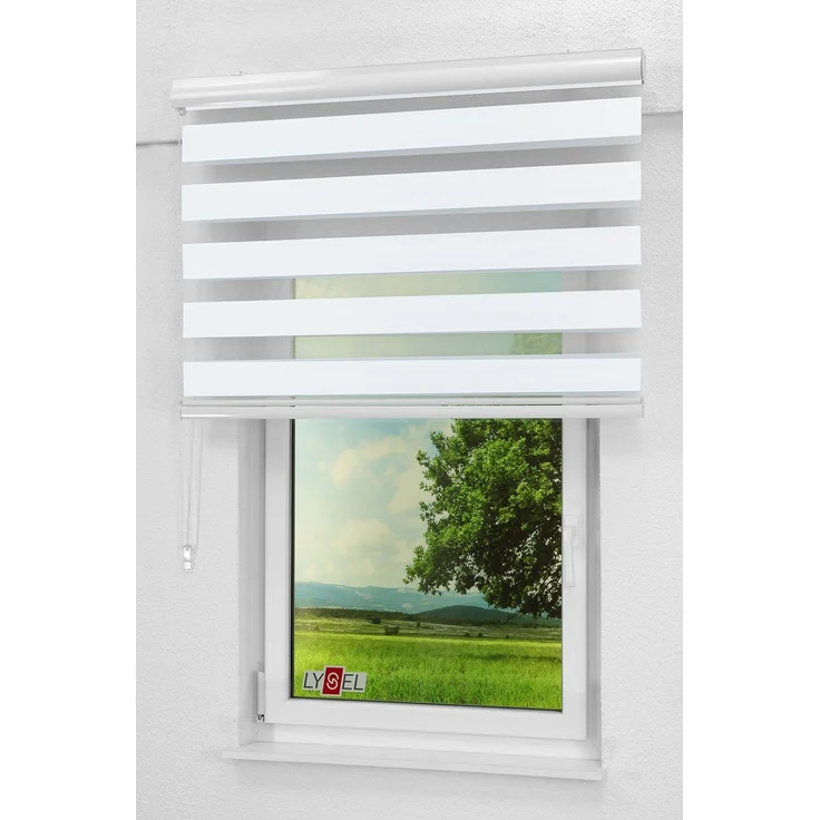 Lysel - Qualitätsdoppelrollo abdunkelnd weißgrau, (B x H) 140cm x 175cm in weiß/weißgrau – Bild 7